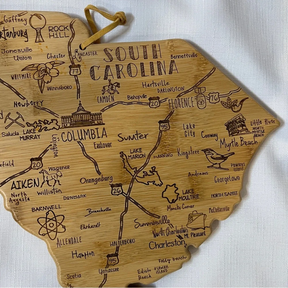 Totally Bamboo South Carolina Cutting Charcuterie Board With Cities Wood Hang